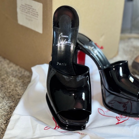 Christian Louboutin Black and Red Platform Heels - Amali Mule Alta - Picture 6 of 6
